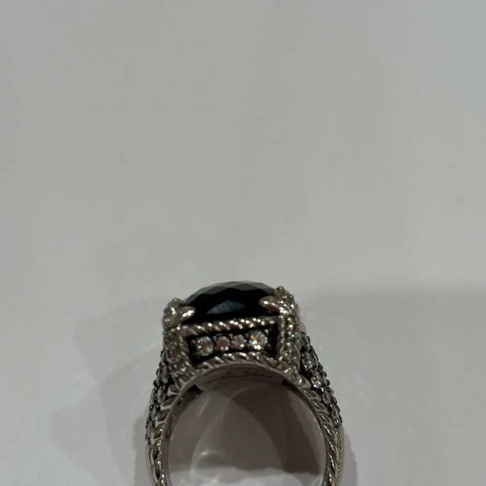 Judith Ripka Elegant Black Onyx and CZ Sterling Ring - Picture 4 of 5